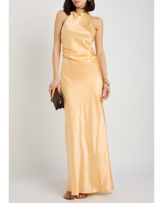 Reformation Metallic Silk Maxi Dress