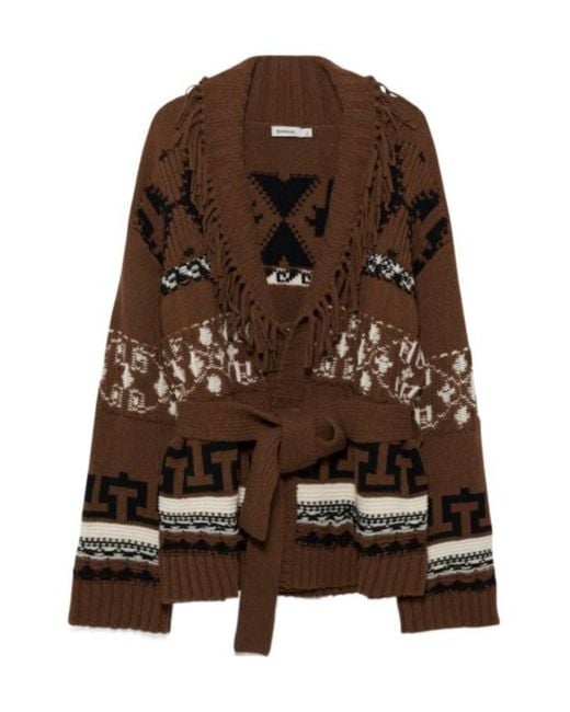 Jonathan Simkhai Brown Elwood Western Fringe Wrap Cardigan