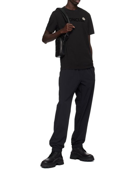 Moncler Black Flocked Logo T-Shirt for men