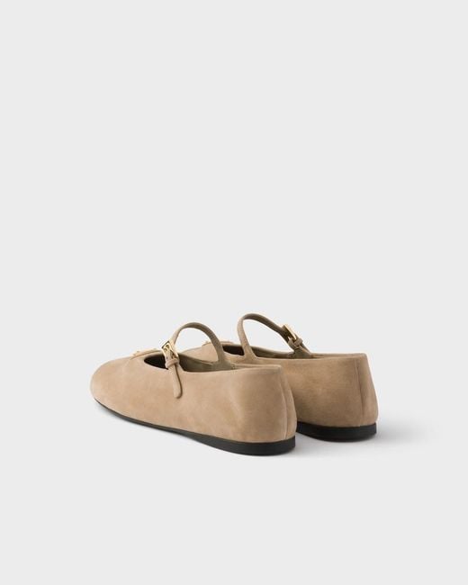 Prada Natural Suede Ballerinas