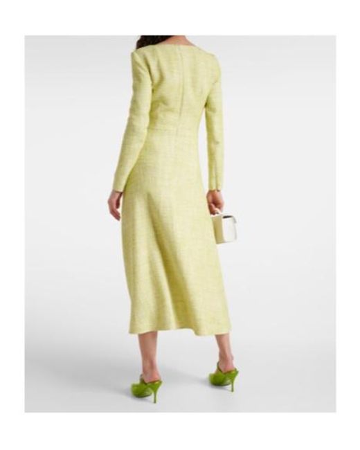 Emilia Wickstead Yellow Fara Cotton-Blend Tweed Midi Dress