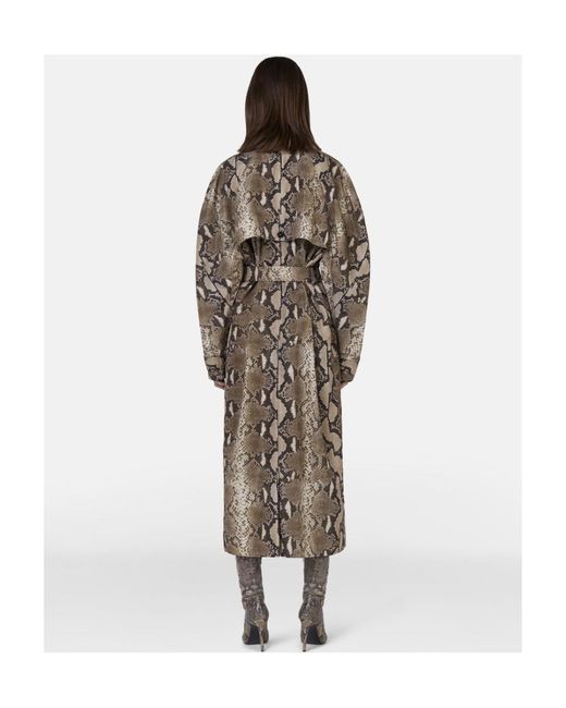 Stella McCartney Natural Graphic Printed Double Breasted Belted Trench Coat