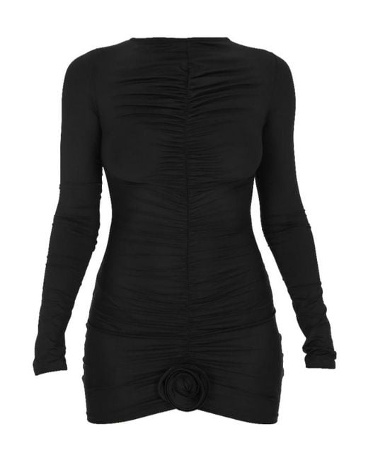 LaRevêche Black Lillibet Ruched Mini Dress