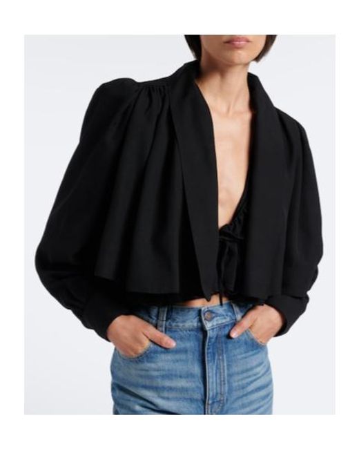 Chloé Black Gathered Cropped Faille Jacket