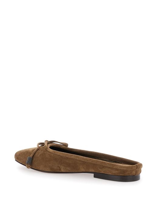 Brunello Cucinelli Brown Monil Detail Ballet Shoes