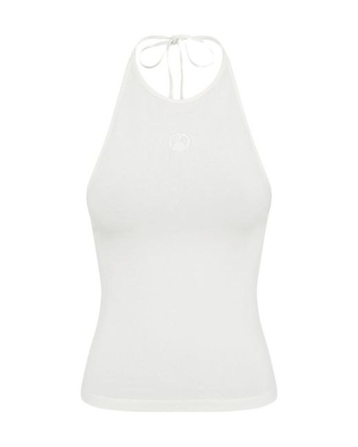 MARINE SERRE White Logo Halter Top