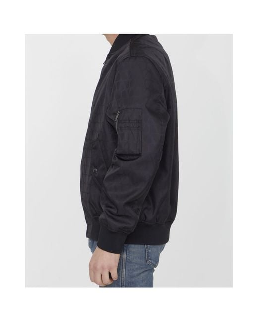 Valentino Black Toile Iconographe-Jacquard Zip-Up Bomber Jacket for men