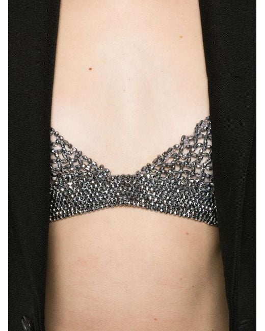 Golden Goose Deluxe Brand Gray Crystal-Embellished Crochet Top