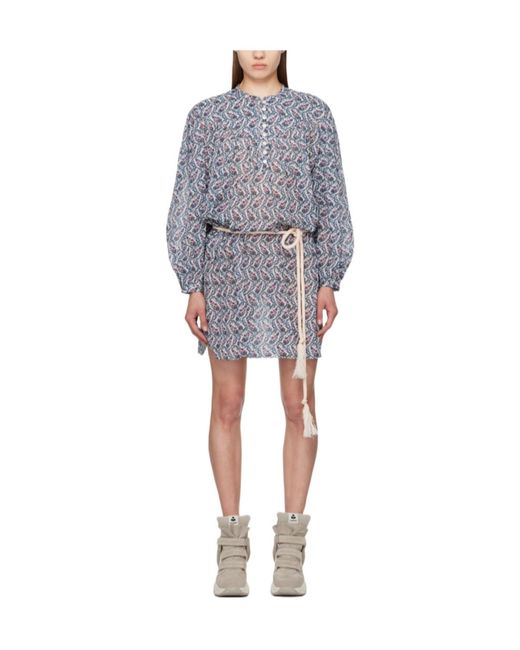Isabel Marant Gray Isabel Marant Étoile Kildi Floral-Printed Belted Dress