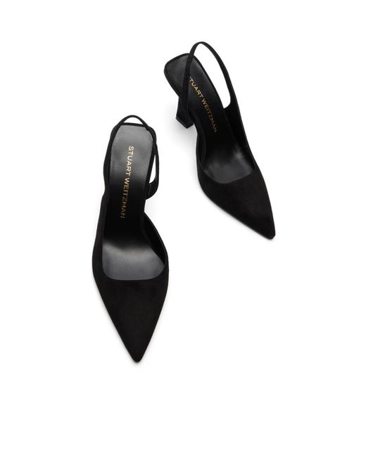 Stuart Weitzman Black Vinnie 85 Dorsay Slingback