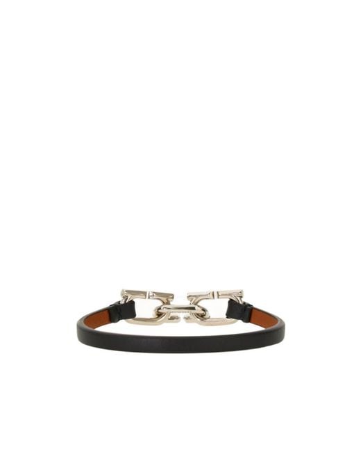 Ferragamo White Bicolor Gancini Bracelet for men
