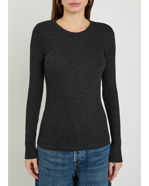 Agolde Black Delphi Long Sleeve Knit Top