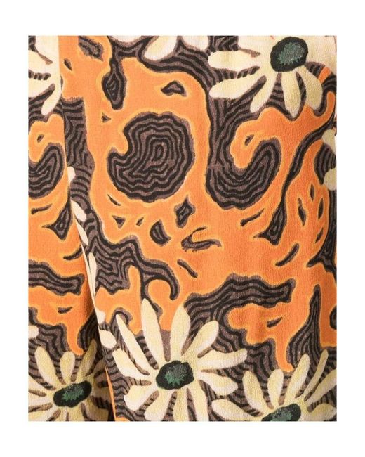 Nanushka Orange Floral Printed Wide-Legged Pants