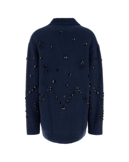 Alberta Ferretti Blue Oversized Embellished Cardigan