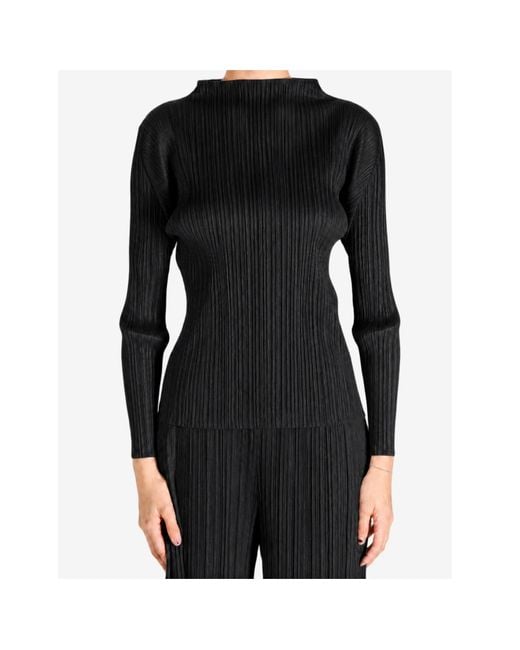 Pleats Please Issey Miyake Black Pleats Please Issey Miyake Basics Funnel Neck Long Sleeve Shirt
