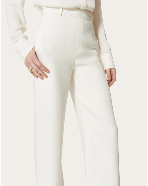 Valentino White High-Waisted Wide-Leg Trousers