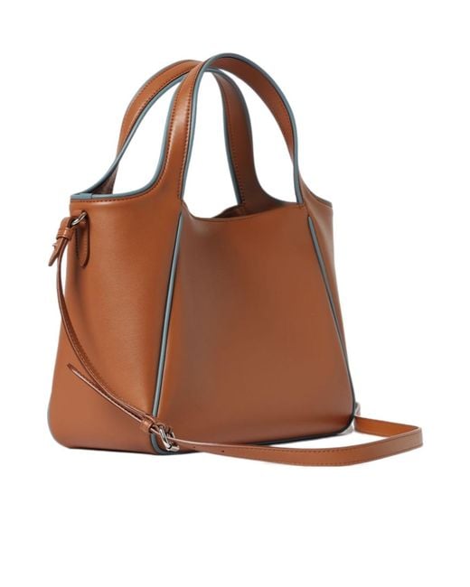 Stella McCartney Brown Logo Detailed Top Handle Bag