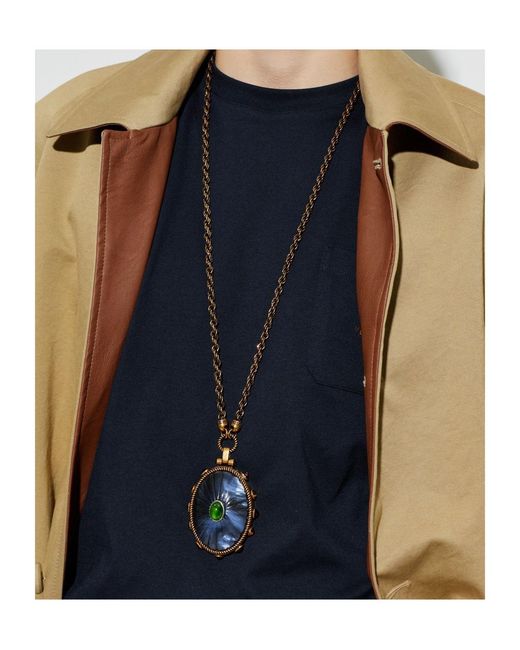 Versace White Oval Pendant Long Necklace for men