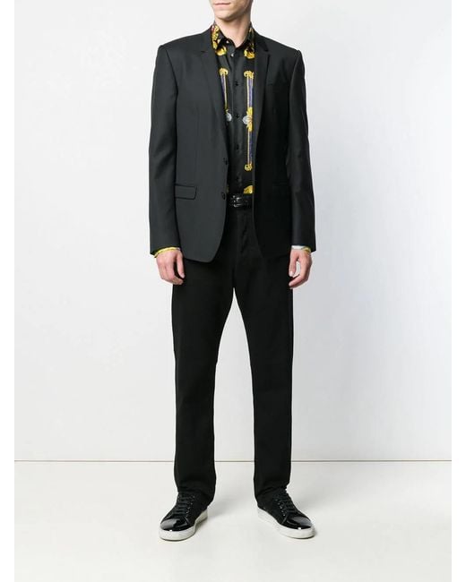 Versace Black Logo-Patch Slim-Fit Jeans for men