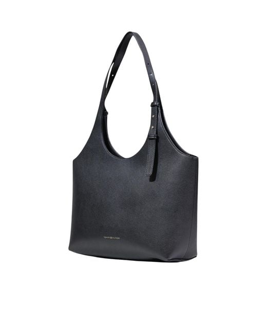 Tommy Hilfiger Black Logo-Detail Tote Bag