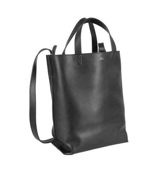 A.P.C. Black Medium Maiko Leather Tote Bag for men
