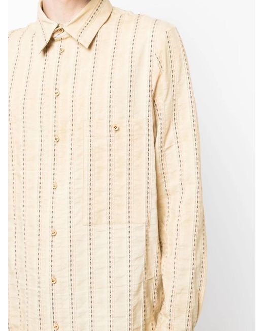 Uma Wang White Tab Striped Cotton Shirt for men