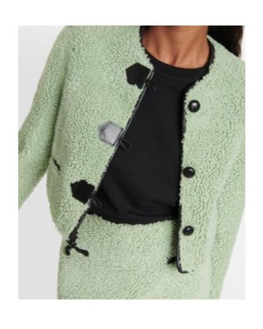 Blancha Green Leather-Trimmed Shearling Jacket