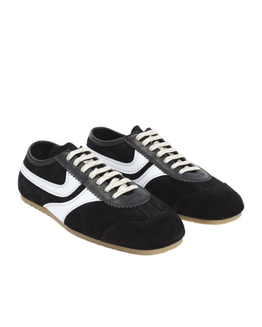 Dries Van Noten Black Round-Toe Lace-Up Sneakers for men