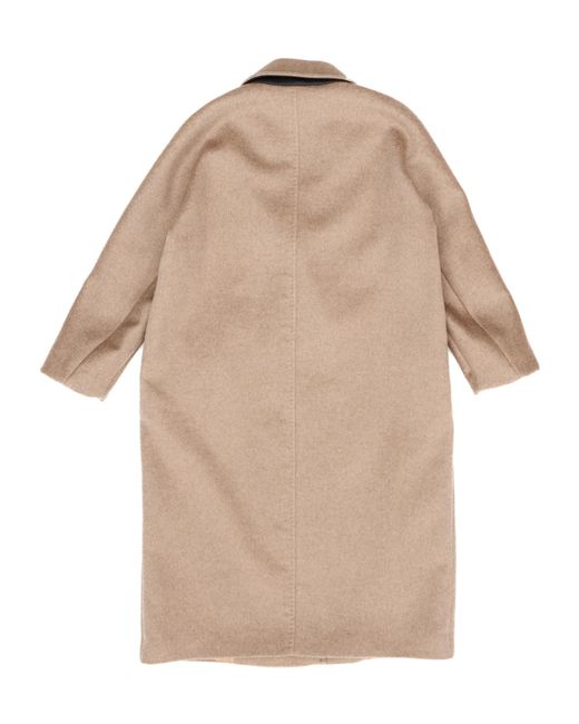 Max Mara Natural Angus Double-Breasted Oversized Coat