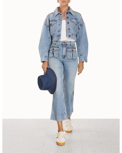 Zimmermann Blue Cropped Flared Jeans
