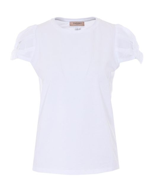 Twinset White Puff-Sleeve T-Shirt