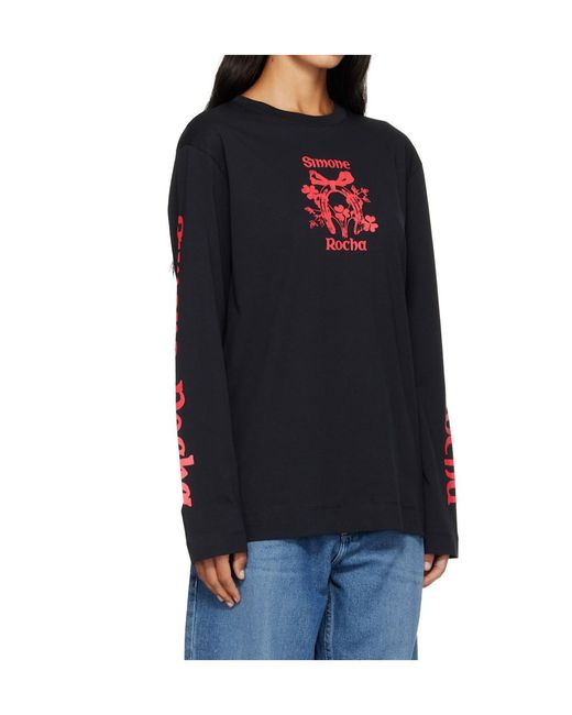 Simone Rocha Blue Printed Long-Sleeved T-Shirt