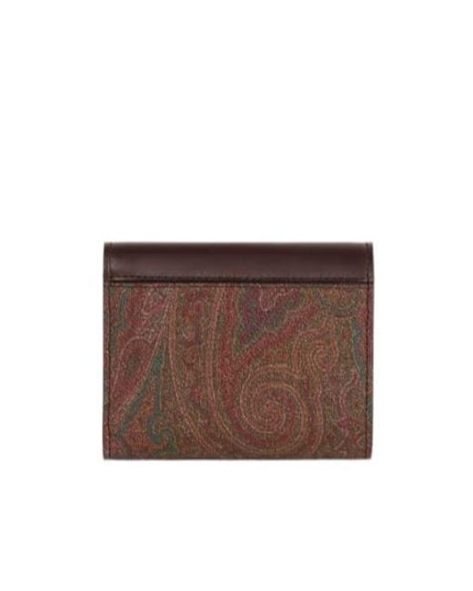 Etro Brown Arnica Tri-Fold Paisley-Print Wallet