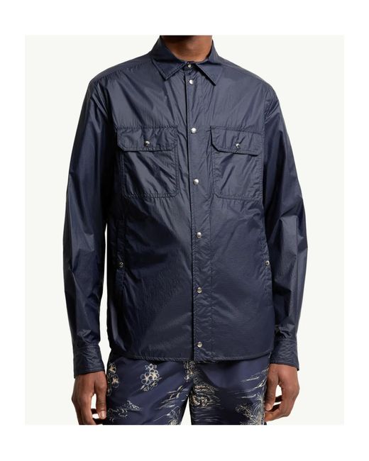 Moncler Blue Collared Long-Sleeve Shirt for men
