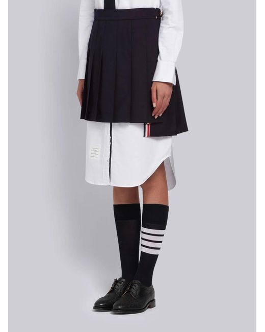 Thom Browne Blue Pleated Mini Skirt