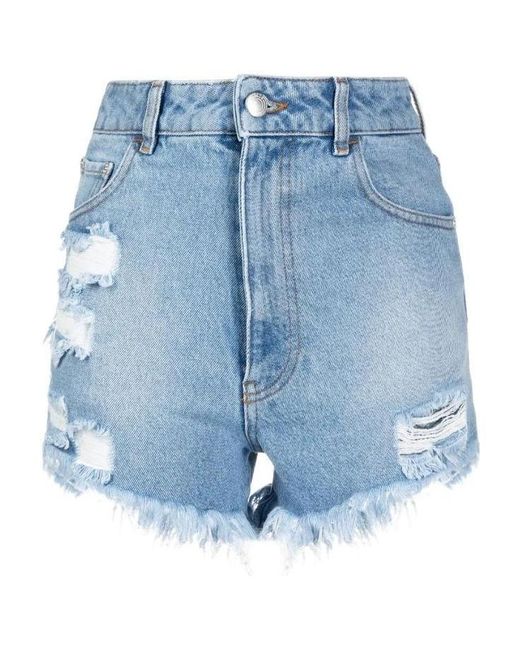 Gcds Blue Distressed Denim Shorts