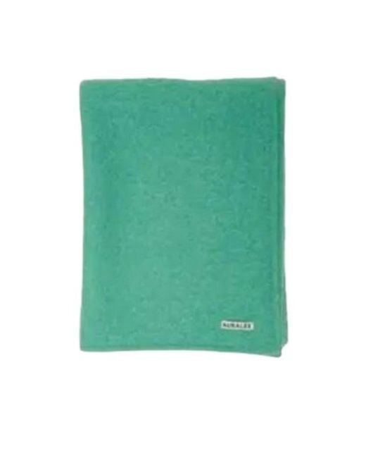 Auralee Green Rectangular Wool Blend Scarf for men