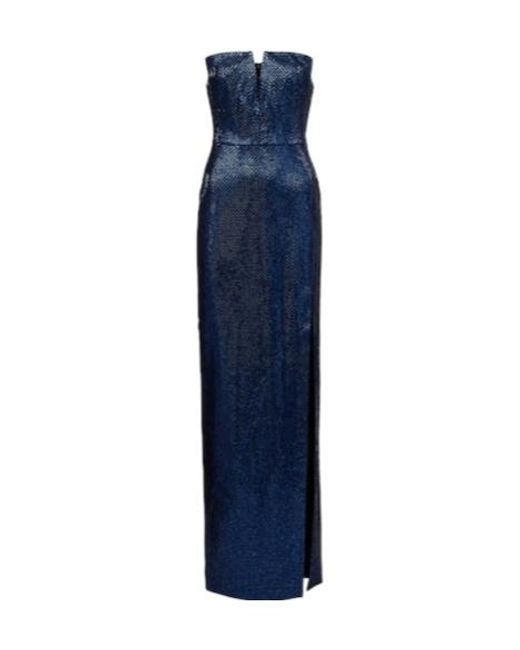 Roland Mouret Blue Embellished Strapless Crêpe Gown