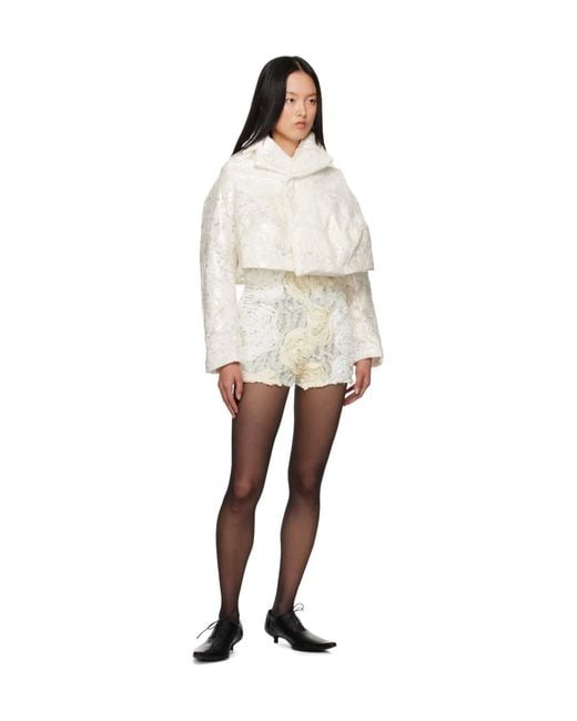 Comme des Garçons White Lapel Lace Casual Jacket