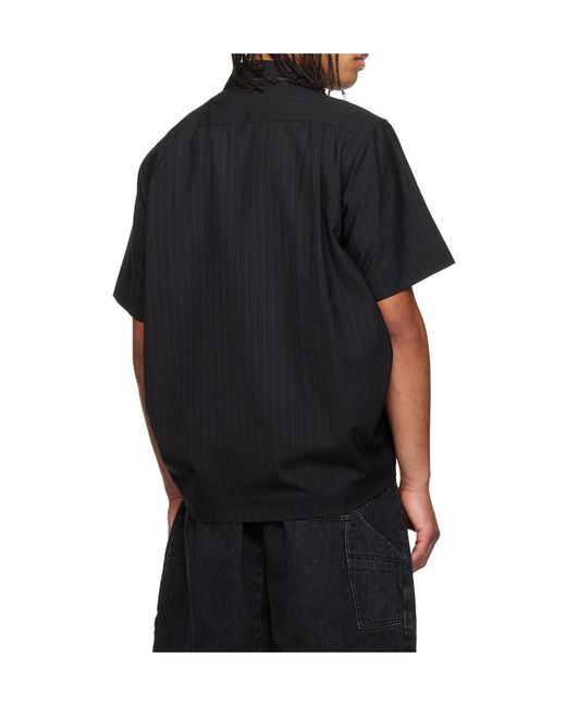 Sacai Black Chalk Striped Shirt for men