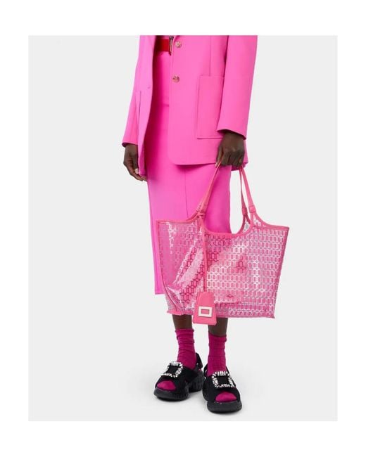 Roger Vivier Pink Geometric-Printed Tote Bag