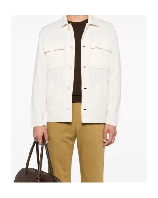 Lardini White Button-Fastening Pocket Jacket for men