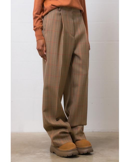 Dries Van Noten Brown Checked Casual Pants
