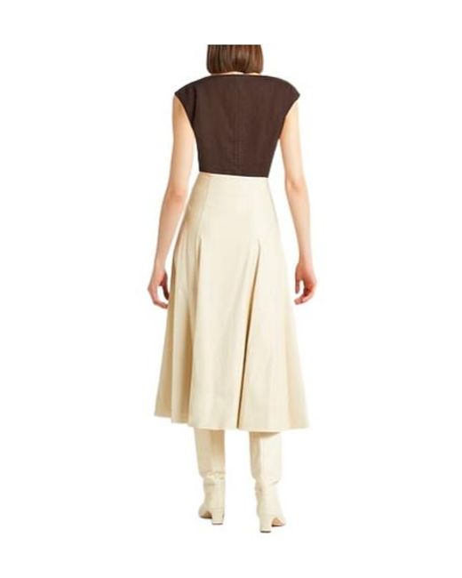 Max Mara Brown Solid V-Neck Short-Sleeve Top