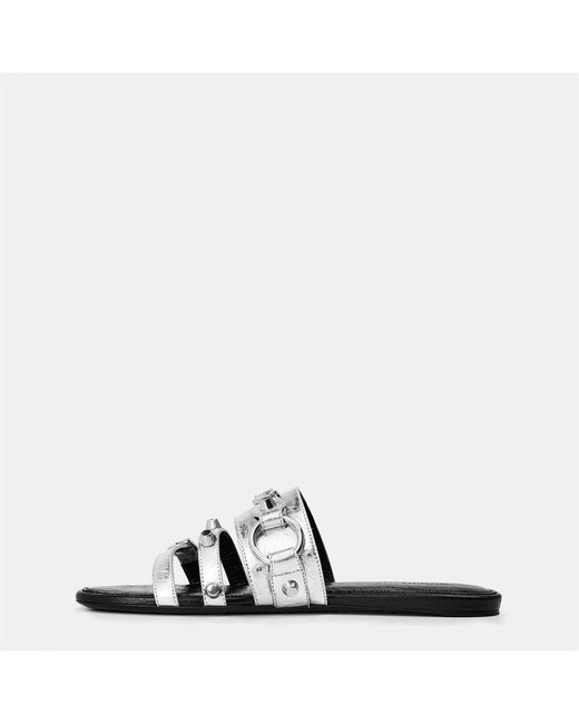 Balenciaga White Bal City Flat Sandals