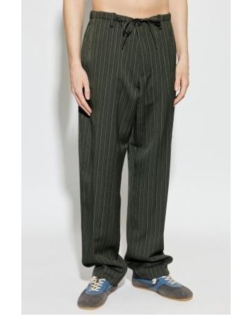Dries Van Noten Green Patterned Trousers for men