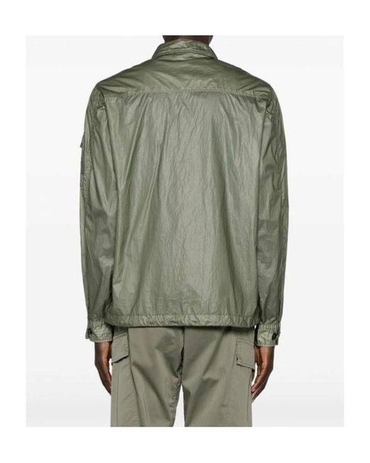 C P Company Green Lens-Detail Crinkled Shirt for men