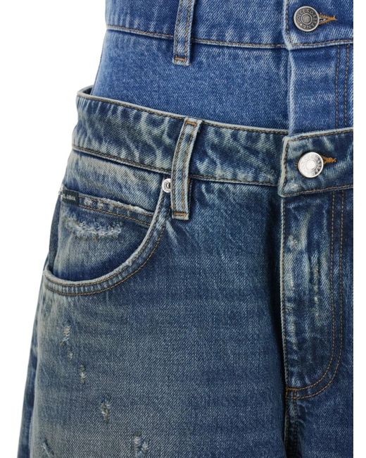 Dolce & Gabbana Blue Double-Waisted Wide-Leg Jeans