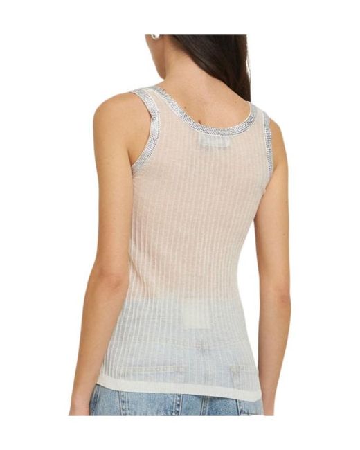 Blumarine White Embellished Collar Knitted Tank Top