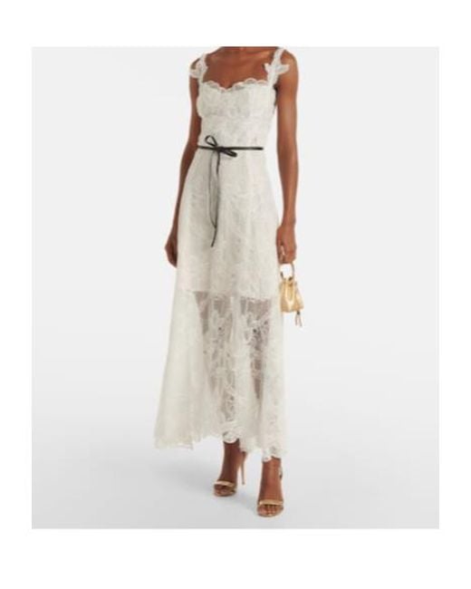 Oscar de la Renta White Lace Gown